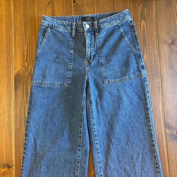 Banana Republic Wide-Leg High-Rise Jeans Size 6 Medium Wash Patch Pocket Denim - Picture 6 of 13